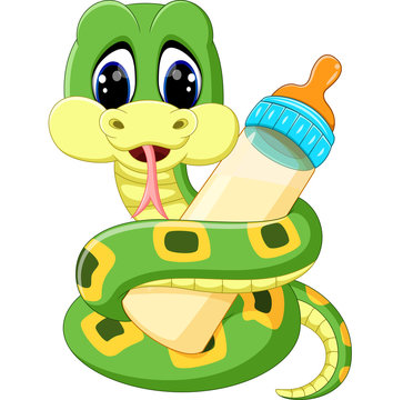 illustration of Cute green snake cartoon