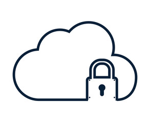Security system concept. padlock and cloud icon. protection conc