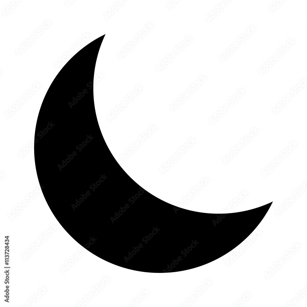Wall mural crescent moon or night / nighttime flat icon for apps and websites