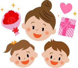 母の日　お母さんと子供　アイコン