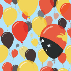 Papua New Guinea National Day Flat Seamless Pattern. Flying Celebration Balloons in Colors of Papua New Guinean Flag. Happy Independence Day Background with Flags and Balloons.
