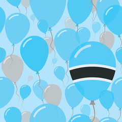 Botswana National Day Flat Seamless Pattern. Flying Celebration Balloons in Colors of Motswana Flag. Happy Independence Day Background with Flags and Balloons.