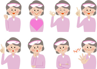 高齢女性　表情　セット