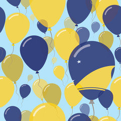 Tokelau National Day Flat Seamless Pattern. Flying Celebration Balloons in Colors of Tokelauan Flag. Happy Independence Day Background with Flags and Balloons.