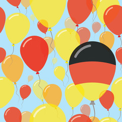 Germany National Day Flat Seamless Pattern. Flying Celebration Balloons in Colors of German Flag. Happy Independence Day Background with Flags and Balloons.
