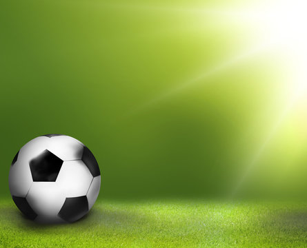 3D render football green grass soccer