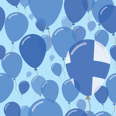 Finland National Day Flat Seamless Pattern. Flying Celebration Balloons in Colors of Finnish Flag. Happy Independence Day Background with Flags and Balloons.