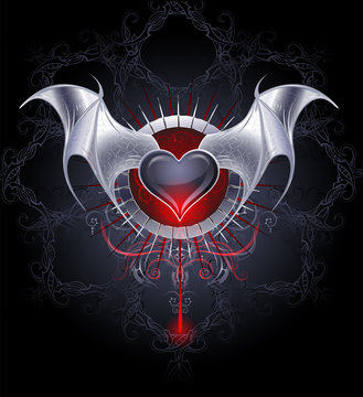 vampire heart on a black background
