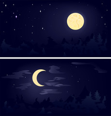 Obraz na płótnie Canvas Two Phases of the Moon