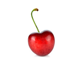 Heart shaped cherry berry isolated on white background