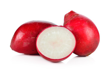 Small garden radish isolated on white background