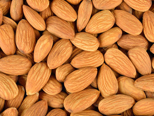 Peeled almonds closeup