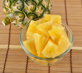 pineapple with slices isolated on white background