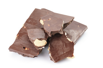 pieces of homemade chocolate with cashew nuts isolated