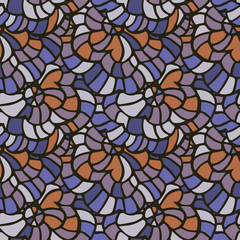 Vector vivid seamless abstract hand-drawn pattern with plants and flowers. Wave patterns seamlessly tiling. Hand drawn seamless wave background