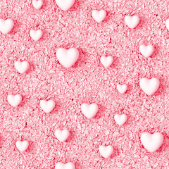 seamless pink background made of hearts in different sizes