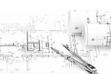 architectural drawings with house plan