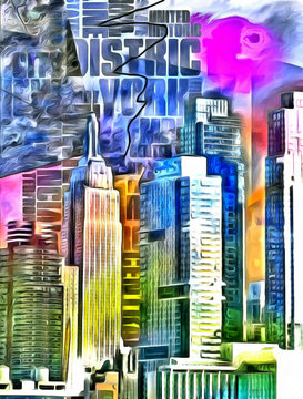 New York City Colorful Abstract Painting
