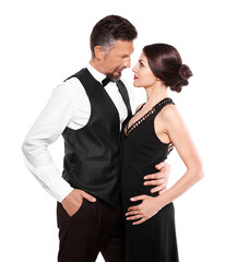 Happy mature couple isolated on white