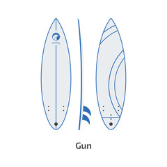 Gun Surfboard Desk Vector Illustration