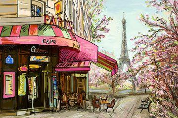 Fototapety  Ulica w Paryżu - koncepcja ilustracji