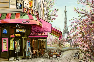 Foto op Plexiglas Street in paris - illustration concept © ZoomTeam