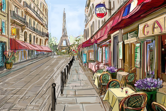Street in paris - illustration concept