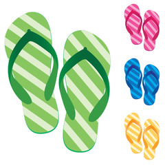 Slippers set. Multicolored slippers isolated on white background. Slippers Design.