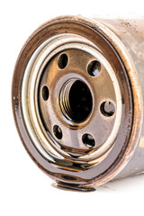 Close up macro used car oil filter