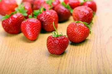 Strawberries on wooden board