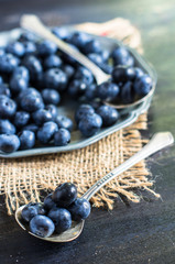 Bilberry on vintage wooden table
