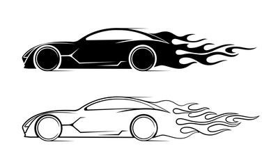 dynamic silhouette of the car, icon automotive topics