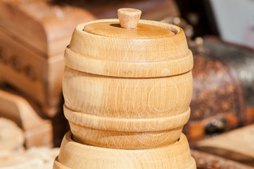 wooden pot with lid