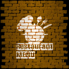 restaurant menu template on a background brick