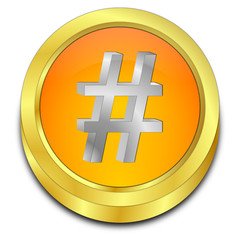 Hashtag Button - 3D illustration