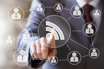 Obraz premium Business button rss connection signal icon network