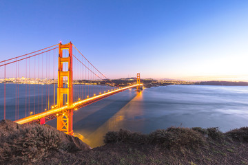 gold gate bridge in sunset