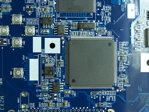 Microchips on a circuit board