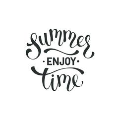 Obraz na płótnie Canvas Summer time wording isolated on white background. Summer lettering concept. Modern calligraphy template for greeting card design. 