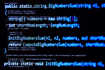 Programming code - blue color, written in C# language syntax