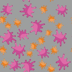 Fototapeta na wymiar Crimson and orange blot cartoon seamless pattern 627