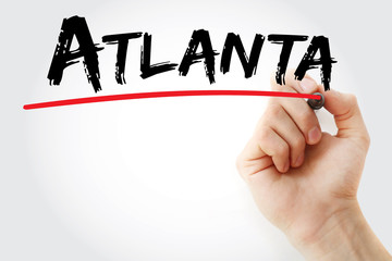 Hand writing Atlanta with marker, concept background