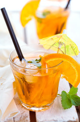 Orange lemonade with mint.
