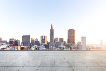 Obraz premium floor with cityscape and skyline of san franciscso
