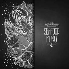 Graphic seafood menu design