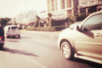 Fototapeta premium Blurred of car on road