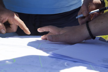 close up of a hand on an land map