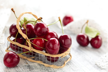Fresh ripe cherries.