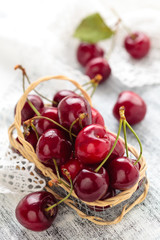 Fresh ripe cherries.