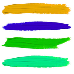 Set of VECTOR paint smears. Yellow, blue, green and turquoise colors. 
